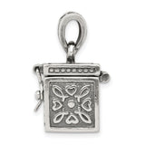 Square Prayer Box Charm Pendant in Real 925 Sterling Silver