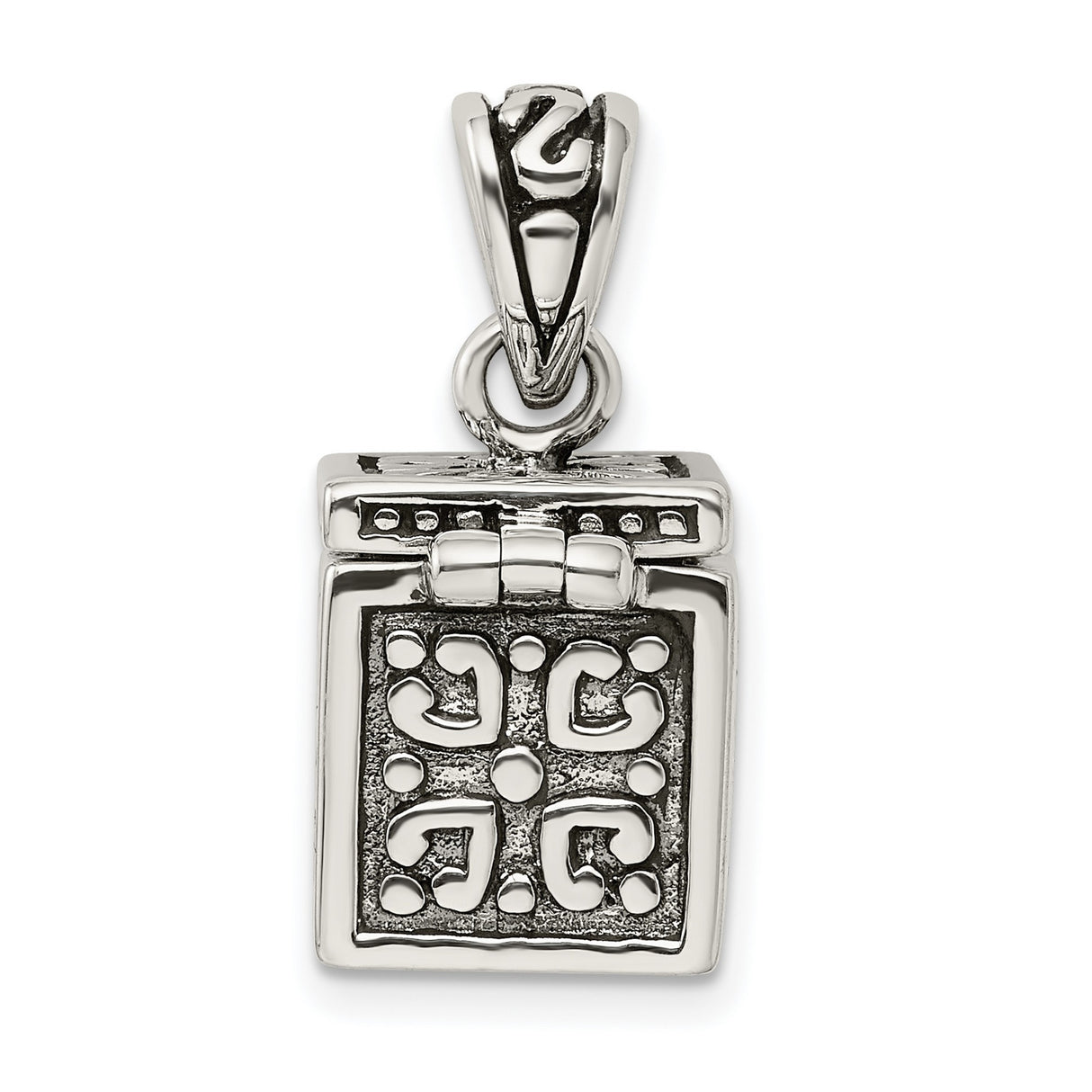 Square Prayer Box Charm Pendant in Real 925 Sterling Silver