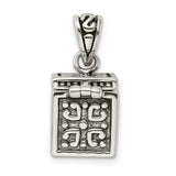 Square Prayer Box Charm Pendant in Real 925 Sterling Silver