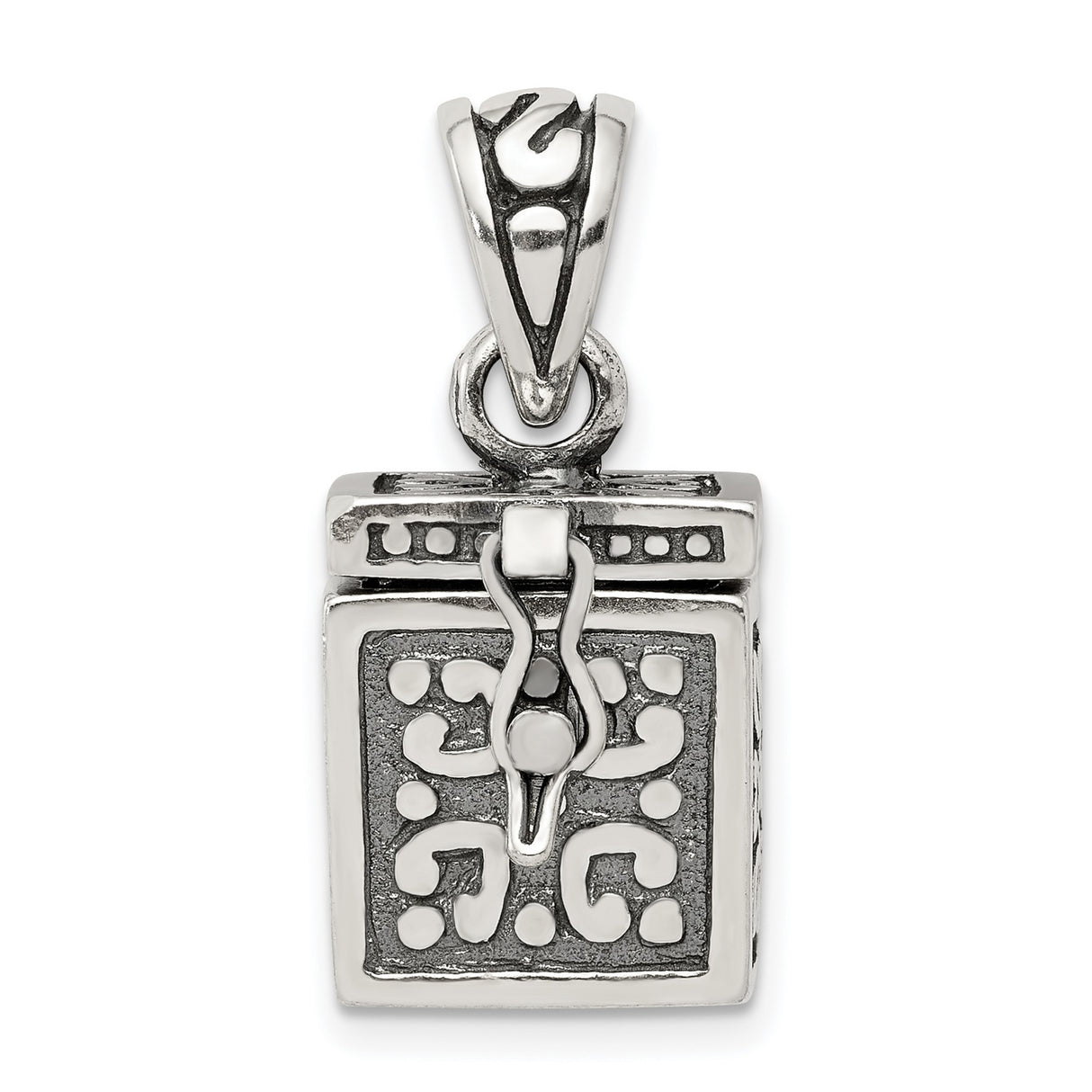 Square Prayer Box Charm Pendant in Real 925 Sterling Silver