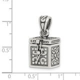 Square Prayer Box Charm Pendant in Real 925 Sterling Silver