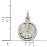 Antiqued Baptism Medal Charm Pendant in Real 925 Sterling Silver