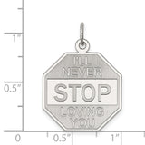 Sterling Silver Octagon Pendant with Ill Never Stop Loving You Romantic Message