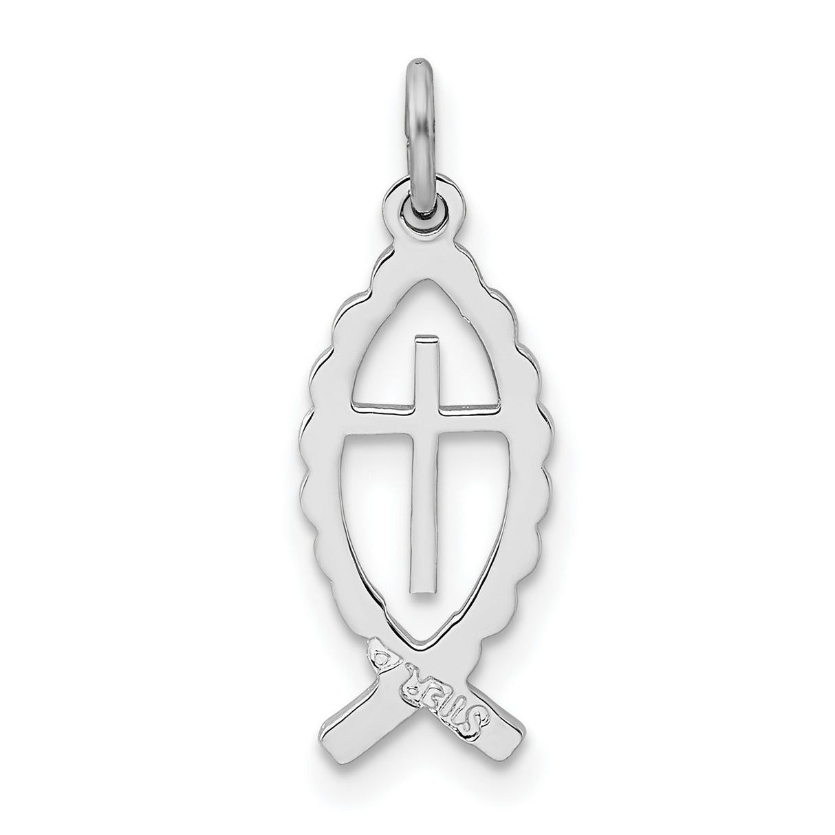 Ichthus Fish With Cross Charm Pendant in Real 925 Sterling Silver