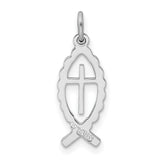 Ichthus Fish With Cross Charm Pendant in Real 925 Sterling Silver