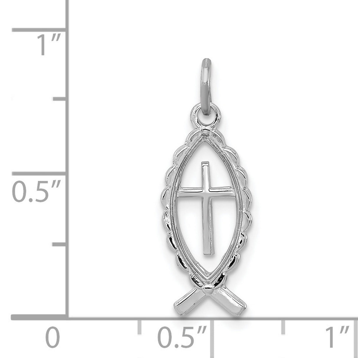 Ichthus Fish With Cross Charm Pendant in Real 925 Sterling Silver