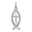 Ichthus Fish With Cross Charm Pendant in Real 925 Sterling Silver