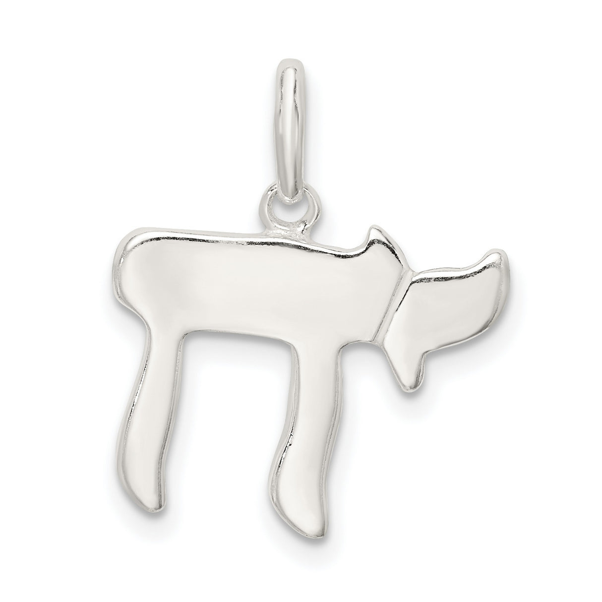 Solid 3-D Chai Life Symbol Charm Pendant in Real 925 Sterling Silver