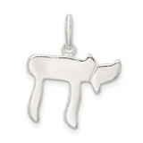 Solid 3-D Chai Life Symbol Charm Pendant in Real 925 Sterling Silver