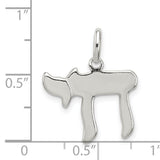 Solid 3-D Chai Life Symbol Charm Pendant in Real 925 Sterling Silver