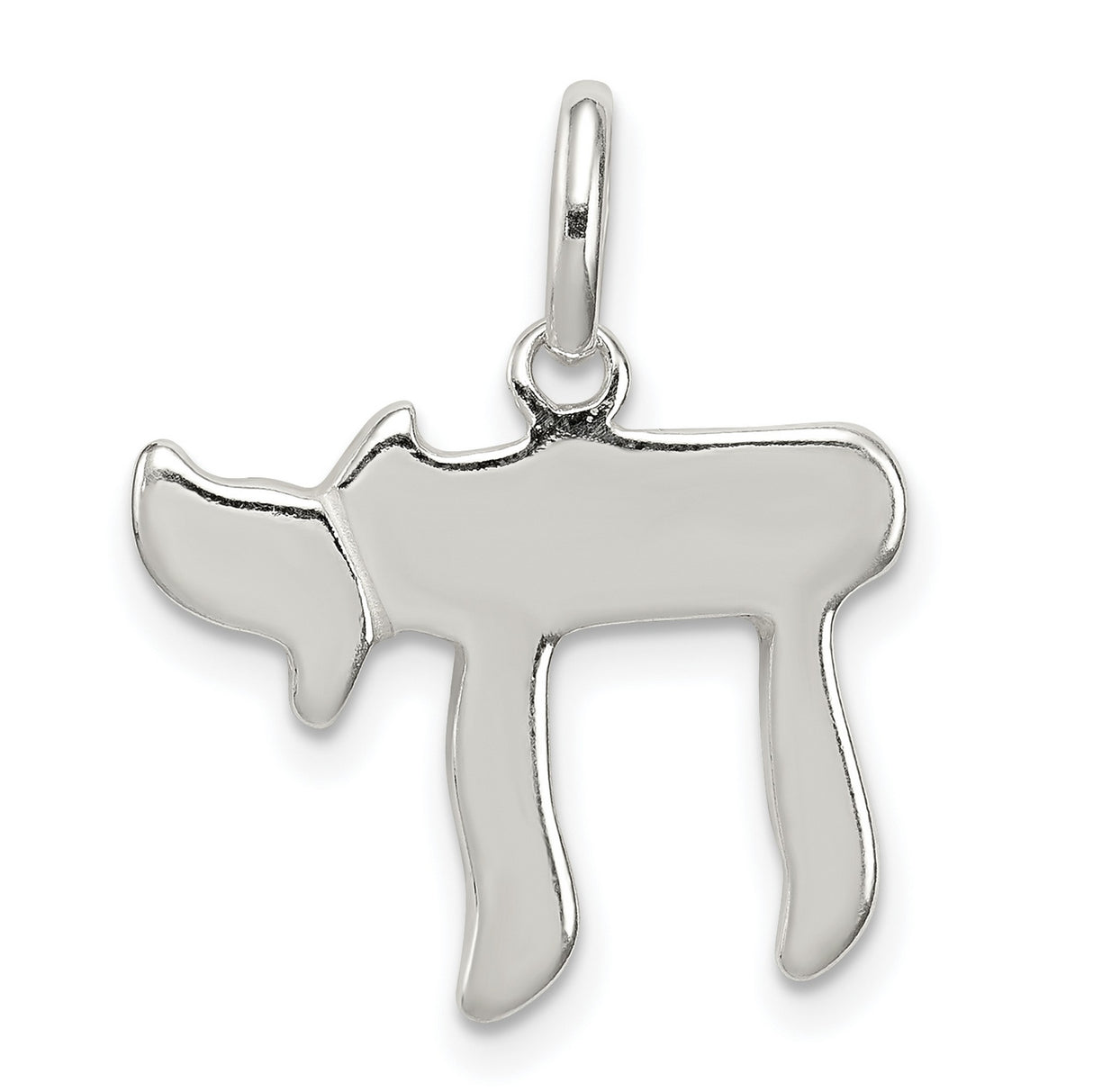 Solid 3-D Chai Life Symbol Charm Pendant in Real 925 Sterling Silver