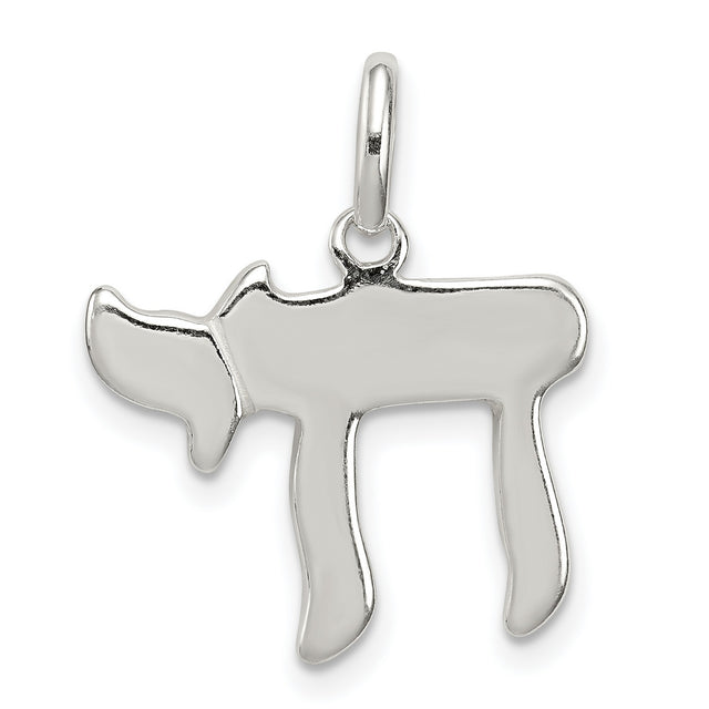 Solid 3-D Chai Life Symbol Charm Pendant in Real 925 Sterling Silver