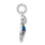 Sterling Silver Boy Charm Pendant with Blue Enamel Shirt, Family Keepsake Jewelry for Women