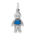Sterling Silver Boy Charm Pendant with Blue Enamel Shirt, Family Keepsake Jewelry for Women