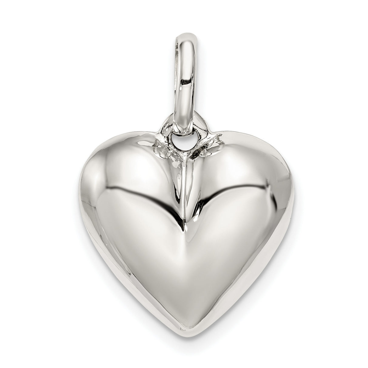 Sterling Silver Heart Pendant, Smooth Polished Finish, Minimalist Love Jewelry for Women