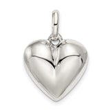 Sterling Silver Heart Pendant, Smooth Polished Finish, Minimalist Love Jewelry for Women