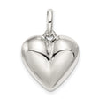 Sterling Silver Heart Pendant, Smooth Polished Finish, Minimalist Love Jewelry for Women