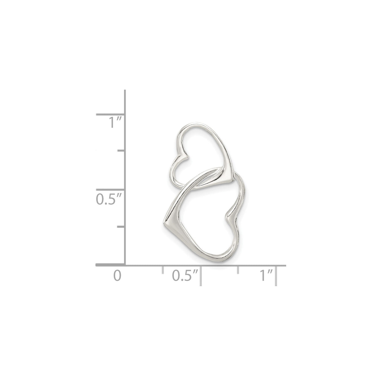 Sterling Silver Heart Pendant with Intertwined Open Hearts, Romantic Minimalist Design
