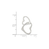 Sterling Silver Heart Pendant with Intertwined Open Hearts, Romantic Minimalist Design