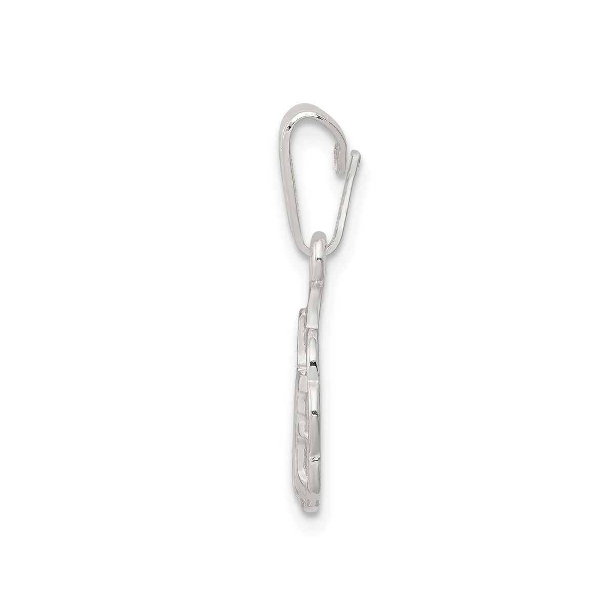 Sterling Silver Love Pendant with Openwork Floral Heart Design for Women