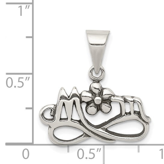 Sterling Silver Infinity Mom Pendant with Flower Accent, Sentimental Family Jewelry