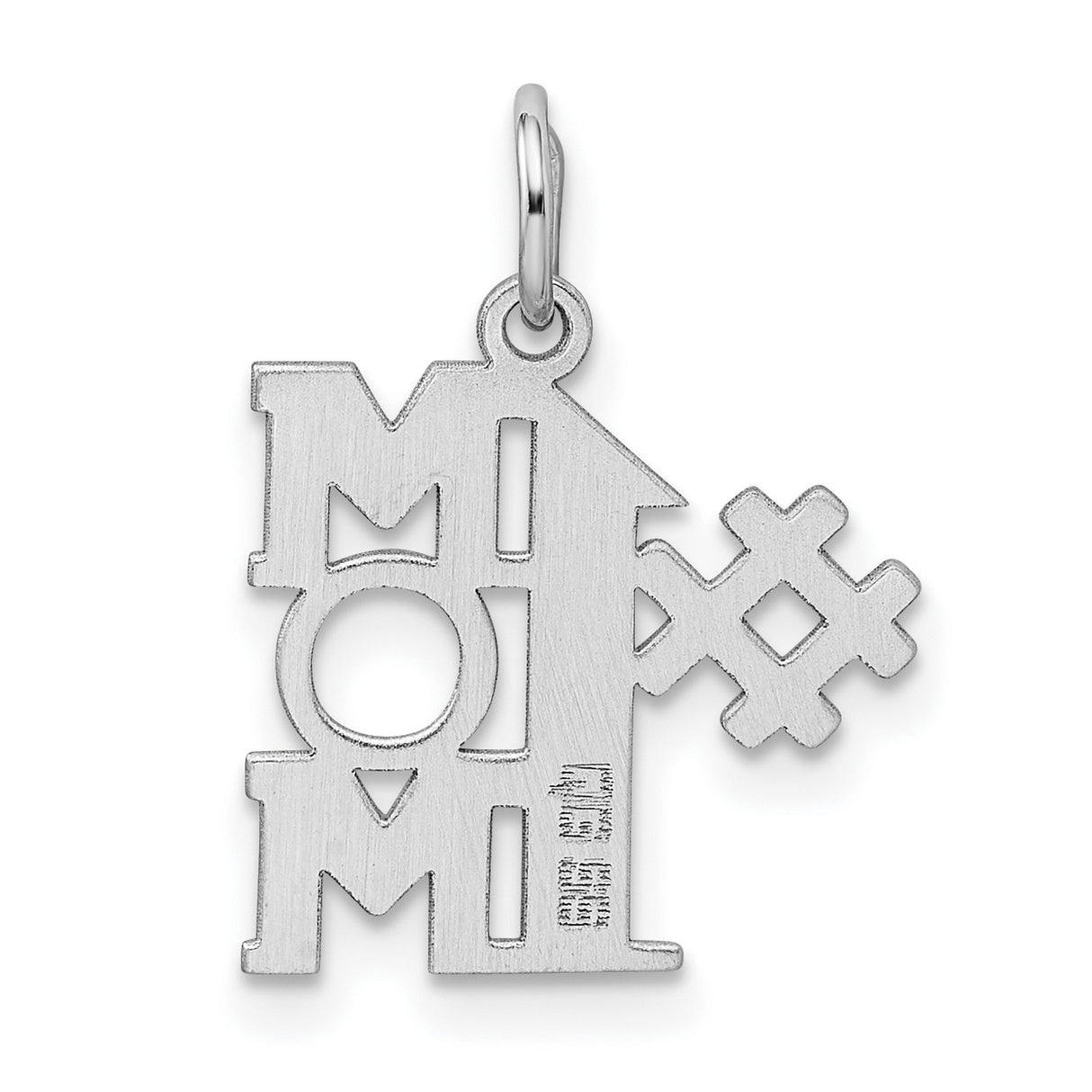 # 1 Mom Polished Charm Pendant in Real 925 Sterling Silver