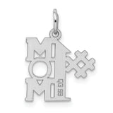 # 1 Mom Polished Charm Pendant in Real 925 Sterling Silver