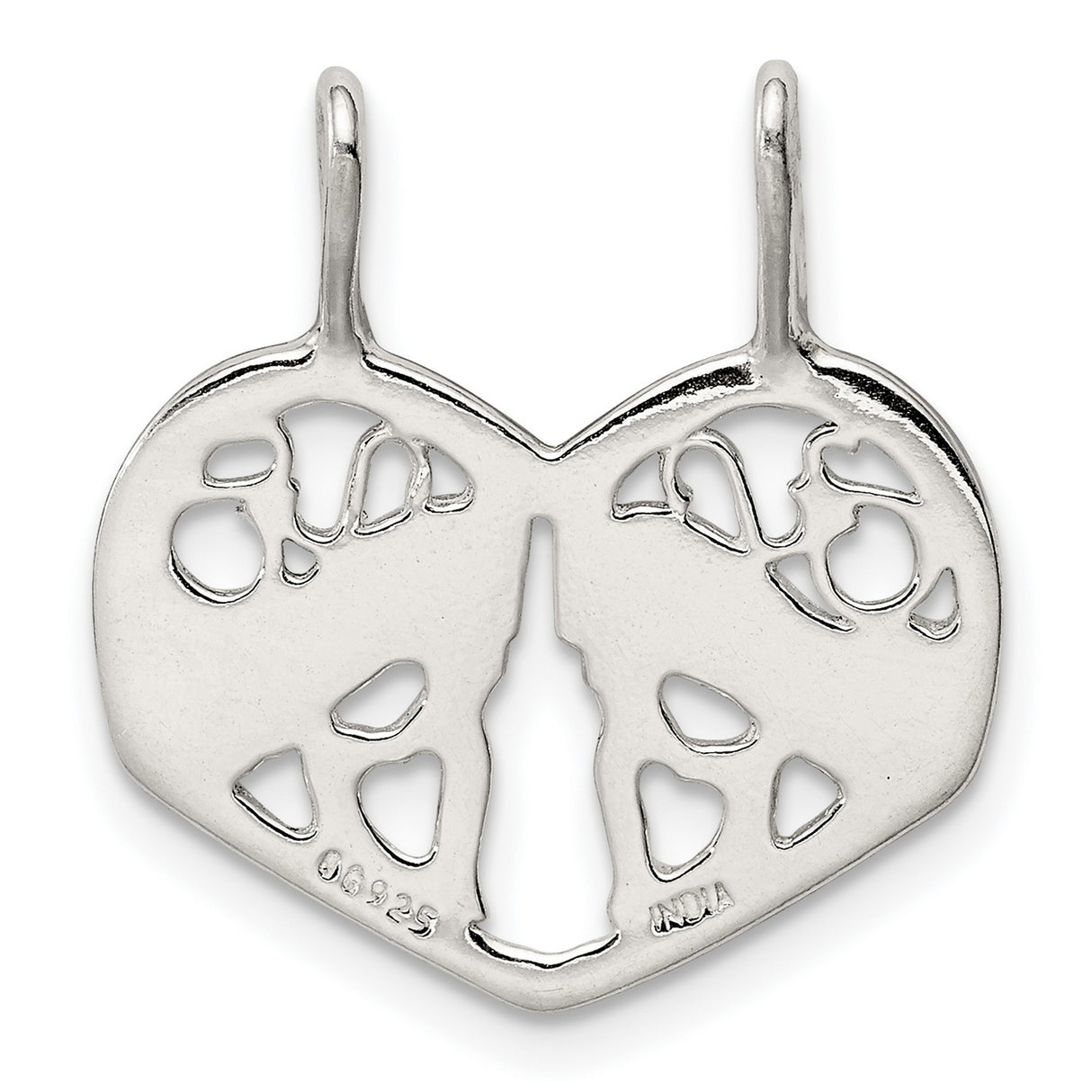 Sterling Silver Pendant Set with Heart and Abstract Tree Design, Mother Daughter Split Charm Jewelry