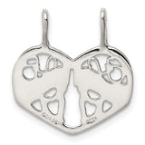 Sterling Silver Pendant Set with Heart and Abstract Tree Design, Mother Daughter Split Charm Jewelry
