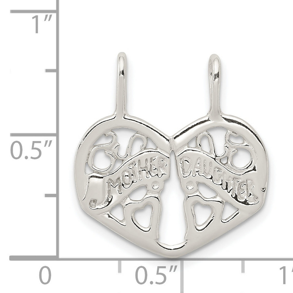 Sterling Silver Pendant Set with Heart and Abstract Tree Design, Mother Daughter Split Charm Jewelry