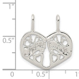 Sterling Silver Pendant Set with Heart and Abstract Tree Design, Mother Daughter Split Charm Jewelry