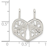 Sterling Silver Pendant Set with Heart and Abstract Tree Design, Mother Daughter Split Charm Jewelry