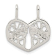 Sterling Silver Pendant Set with Heart and Abstract Tree Design, Mother Daughter Split Charm Jewelry
