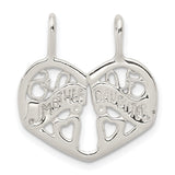 Sterling Silver Pendant Set with Heart and Abstract Tree Design, Mother Daughter Split Charm Jewelry
