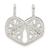 Sterling Silver Pendant Set with Heart and Abstract Tree Design, Mother Daughter Split Charm Jewelry