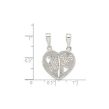 Sterling Silver Split Heart Pendant with Cutout Hearts, Breakable Friendship Charm for BFF or Unisex