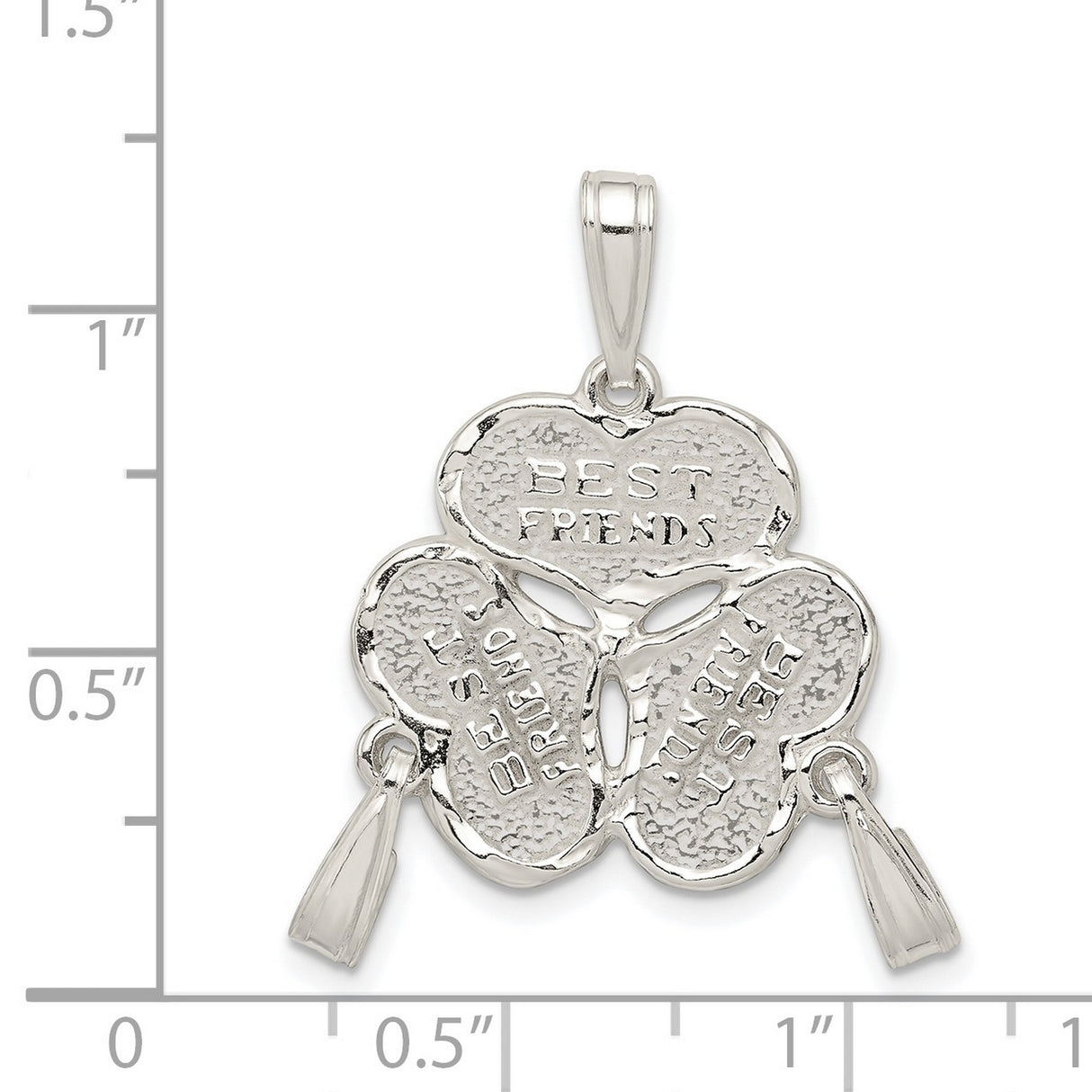 3-Piece Best Friends Charm Pendant in Real 925 Sterling Silver