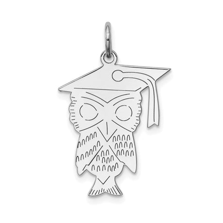 Sterling Silver Owl Pendant with Graduation Cap, Symbol of Wisdom and Learning