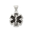 Sterling Silver Medical Alert Pendant with Star of Life and Rod of Asclepius Symbol
