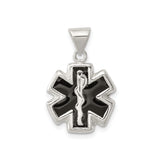 Sterling Silver Medical Alert Pendant with Star of Life and Rod of Asclepius Symbol