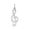 Sterling Silver Treble Clef Pendant, Polished Music Note Charm for Necklace or Bracelet