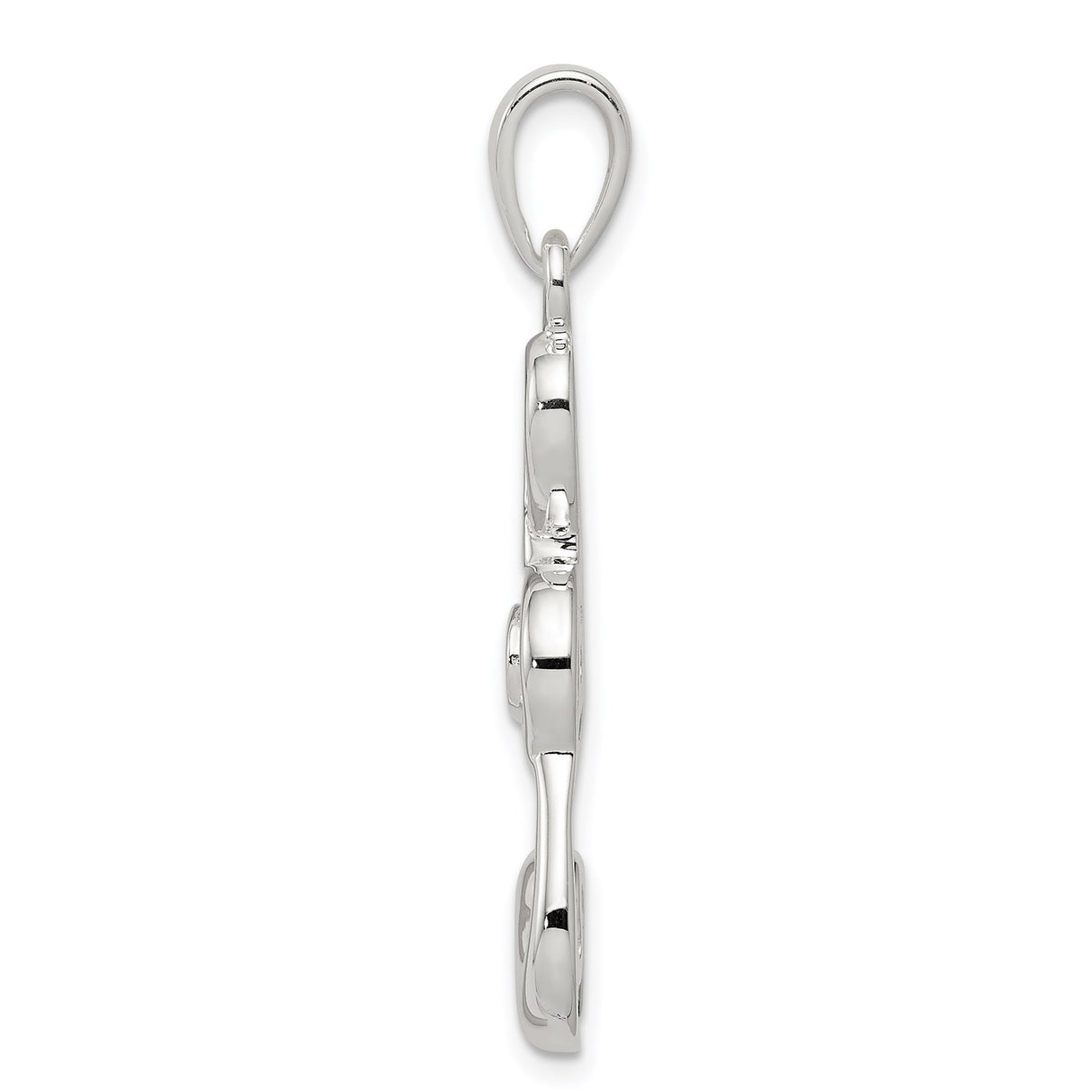Sterling Silver Treble Clef Pendant with Cubic Zirconia, Musical Note Charm for Women