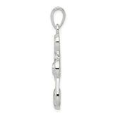Sterling Silver Treble Clef Pendant with Cubic Zirconia, Musical Note Charm for Women