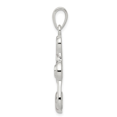 Sterling Silver Treble Clef Pendant with Cubic Zirconia, Musical Note Charm for Women