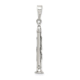 Sterling Silver Clarinet Pendant, Detailed Instrument Charm Jewelry for Musicians and Music Lovers