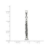 Sterling Silver Clarinet Pendant, Detailed Instrument Charm Jewelry for Musicians and Music Lovers