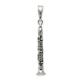 Sterling Silver Clarinet Pendant, Detailed Instrument Charm Jewelry for Musicians and Music Lovers