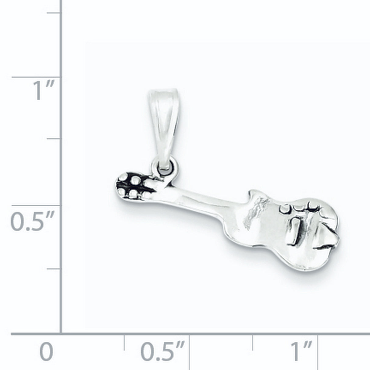 Antiqued Guitar Charm Pendant in Real 925 Sterling Silver