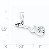 Antiqued Guitar Charm Pendant in Real 925 Sterling Silver