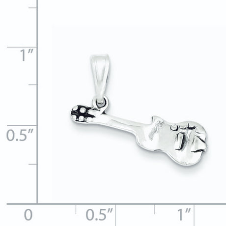Antiqued Guitar Charm Pendant in Real 925 Sterling Silver